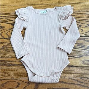 Charming Blush Ruffled Sleeve Baby Bodysuit